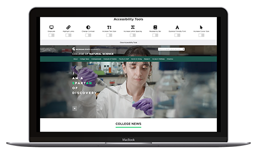 Image of laptop showing the Accessibility Toolbar