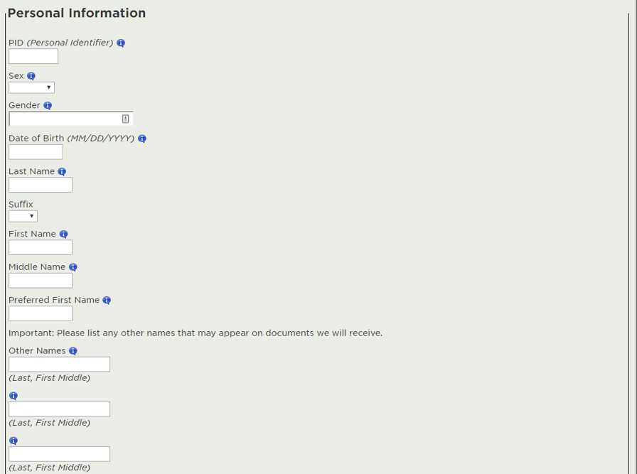 Redesigned application form in a vertical format.