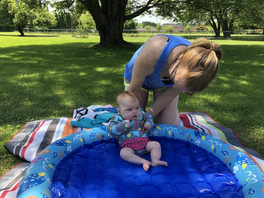 Riley taking a dip in her pool.