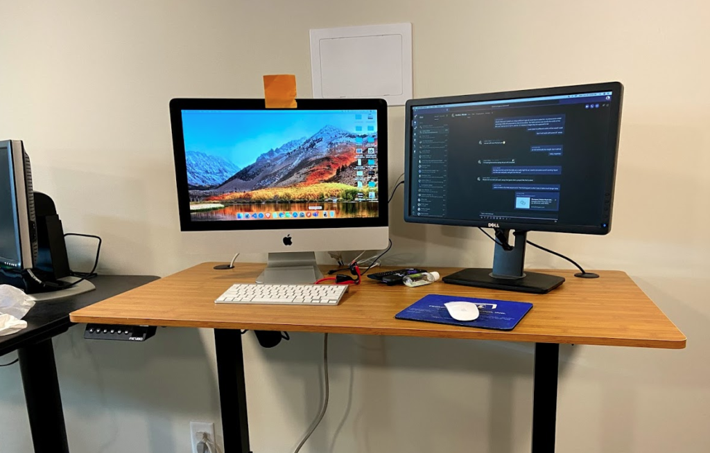My standing desk and computer