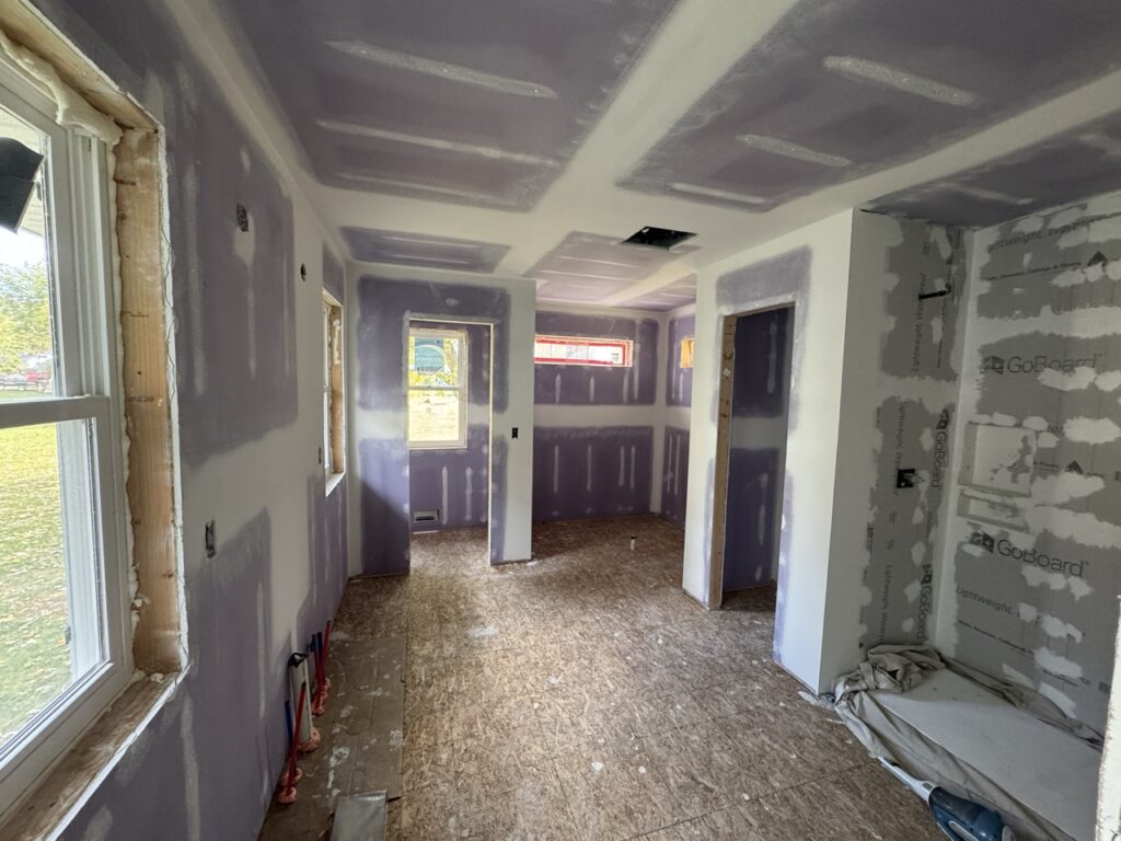 interior shot showing drywall mudded