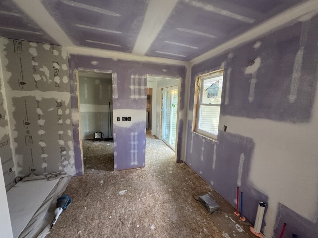 interior shot showing drywall mudded