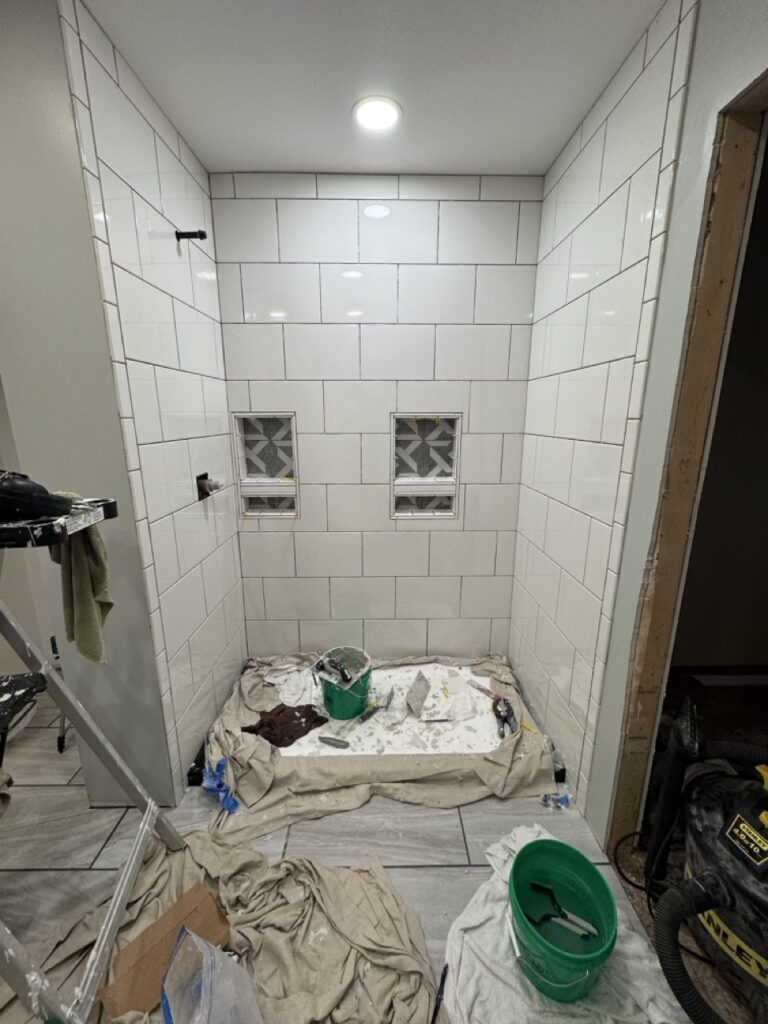 Shower tile finished.