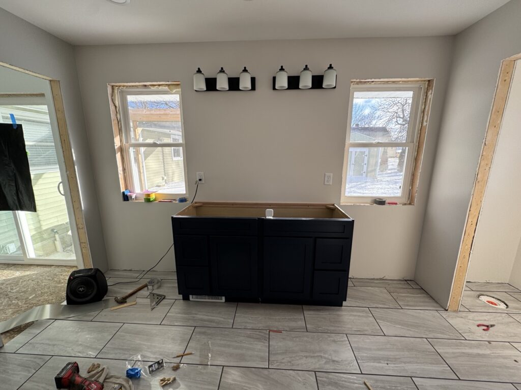 Vanity set into place.