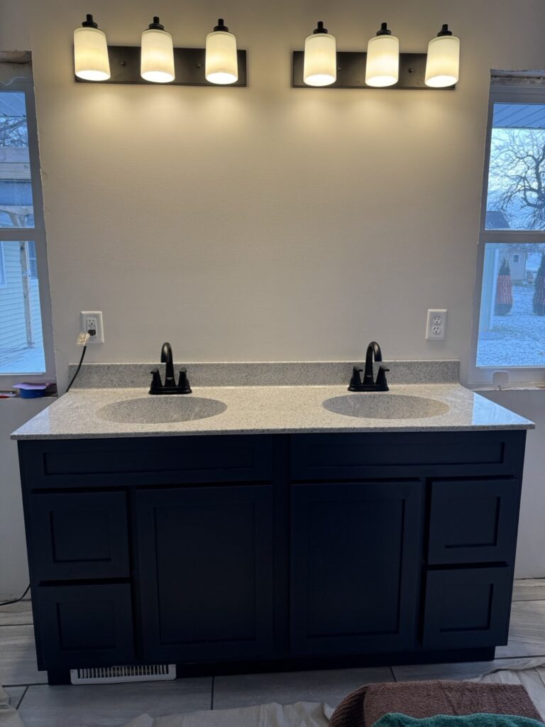 Sink top on the vanity.